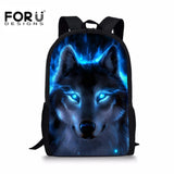 Wolf Print Kids School Backpack Student Book Bag
