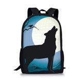 Wolf Print Kids School Backpack Student Book Bag