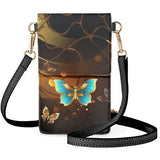 Vintage Butterfly Insect Lady Cell Phone Bag Crossbody Woman Cellphone Handbags