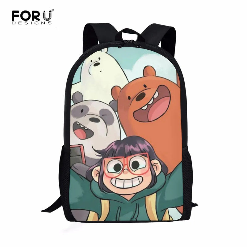 We Are Bears Prints Kids School Backpacks 16inch Lightweight Bags