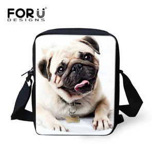 3D Animal Pug Dog Print Mini Messenger Bag for Girls Kids Crossbody Spain Bag