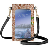 Yellow Frangipani Leather Phone Bag Polynesian Pattern Women's Shoulder Bag