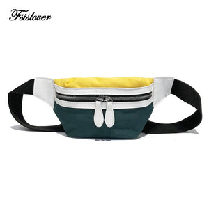 Canvas Bum Bag Panelled Shoulder Bags Fanny Pack For Women Girls
