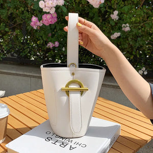 Casual Tote Bucket Crossbody Bag PU Leather Handbag