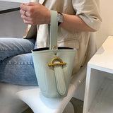 Casual Tote Bucket Crossbody Bag PU Leather Handbag
