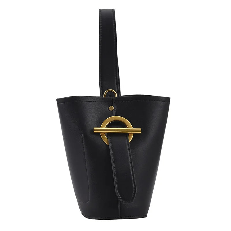 Casual Tote Bucket Crossbody Bag PU Leather Handbag