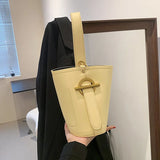 Casual Tote Bucket Crossbody Bag PU Leather Handbag