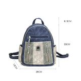 Denim Women PU Leather Backpack Retro Shoulder Bag Zipper Casual Crossbody Bag