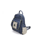 Denim Women PU Leather Backpack Retro Shoulder Bag Zipper Casual Crossbody Bag