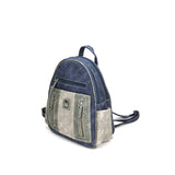 Denim Women PU Leather Backpack Retro Shoulder Bag Zipper Casual Crossbody Bag