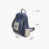 Denim Women PU Leather Backpack Retro Shoulder Bag Zipper Casual Crossbody Bag