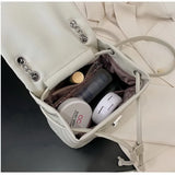 Female Backpack PU Leather Women Backpack Travel School Bag Chain Thread