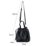 Women's PU Leather Bucket Shoulder Bag Soft Handbag