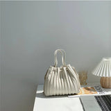 Women's PU Leather Bucket Shoulder Bag Soft Handbag