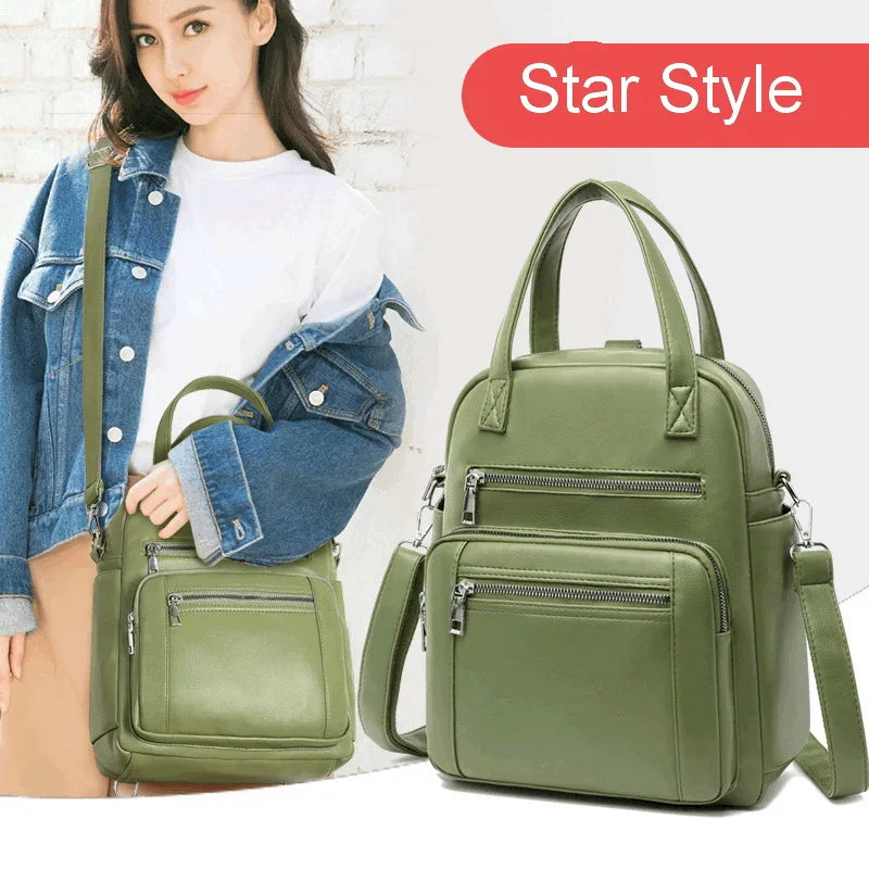 Vintage Leather Backpack Crossbody Bag Star Style WLHB2460