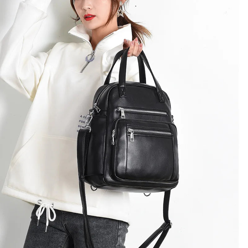 Vintage Leather Backpack Crossbody Bag Star Style WLHB2460