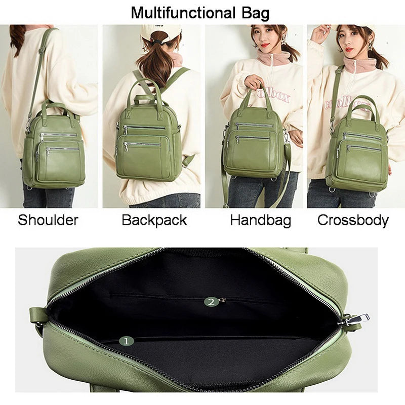 Vintage Leather Backpack Crossbody Bag Star Style WLHB2460