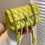 Quilted Chain Shoulder Bag Crossbody PU Messenger Bag