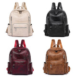 Vintage PU Leather Women Backpack Large Capacity Ladies School Bags