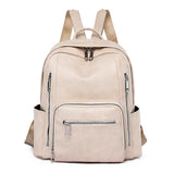 Vintage PU Leather Women Backpack Large Capacity Ladies School Bags