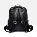 Vintage PU Leather Women Backpack Large Capacity Ladies School Bags