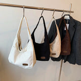 Corduroy Big Shoulder Bag for Women Winter Casual Style Shopper Handbag