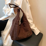 Corduroy Big Shoulder Bag for Women Winter Casual Style Shopper Handbag