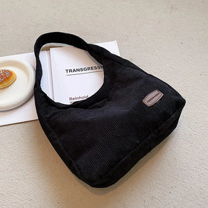 Corduroy Big Shoulder Bags for Women Winter Casual Style