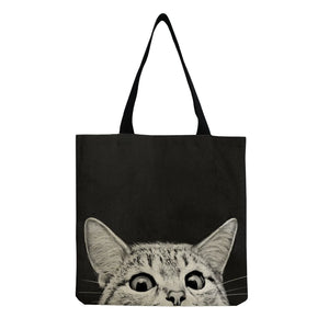 Cat Print Foldable Shopping Bag for Women
