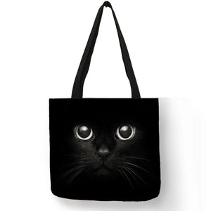 Cat Print Fabric Foldable Shopping Bag for Women