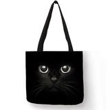 Cat Print Fabric Foldable Shopping Bag for Women