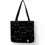 Cat Print Fabric Foldable Shopping Bag for Women