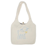 Embroidery Canvas Tote Shoulder Bag Large Capacity Shopping Bag