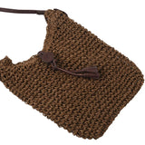 Summer Straw Shoulder Bag Canvas Jute Beach Travel Brown