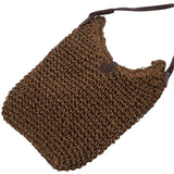 Summer Straw Shoulder Bag Canvas Jute Beach Travel Brown