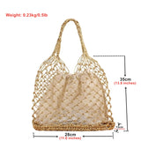 INS Solid Portable Beach Bag for Women Crochet One-shoulder Shopping Bag