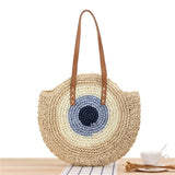 Summer Casual Women's Straw Beach Bag Round One-Shoulder Travel