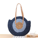 Summer Casual Women's Straw Beach Bag Round One-Shoulder Travel