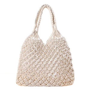 Summer Shoulder Tote Bag - Womens Straw Beach Bag