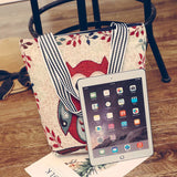 Canvas Embroidered Shoulder Handbag Women Messenger Bag