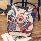Canvas Embroidered Shoulder Handbag Women Messenger Bag