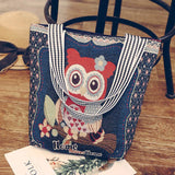 Canvas Embroidered Shoulder Handbag Women Messenger Bag