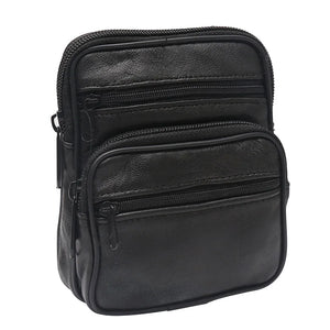 Men's Waterproof Mobile Phone Waist Bag Leather Belt Sheepskin
