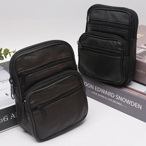 Men's Waterproof Mobile Phone Waist Bag Leather Belt Sheepskin