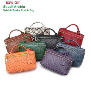 Elegant Ostrich Leather Clutch Tote Shoulder Bag