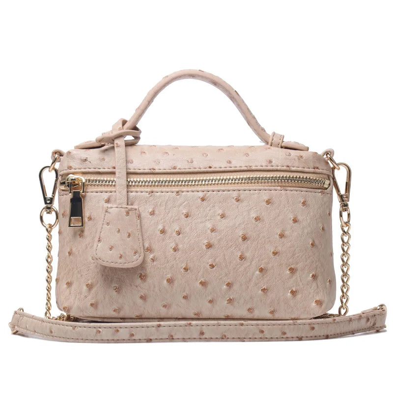 Elegant Ostrich Leather Clutch Tote Shoulder Bag