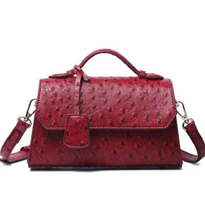 Ostrich Leather Shoulder Crossbody Bag for Women