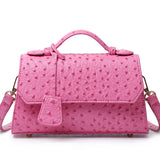 Ostrich Leather Shoulder Crossbody Bag for Women
