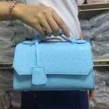 Ostrich Leather Shoulder Crossbody Bag for Women