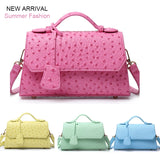 Ostrich Leather Shoulder Crossbody Bag for Women
